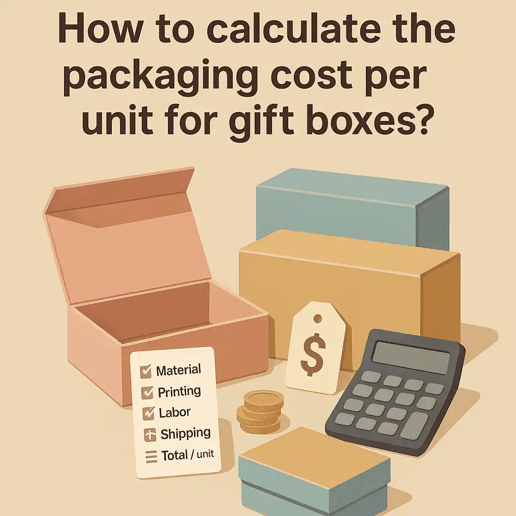 How to calculate the packaging cost per unit for gift boxes?